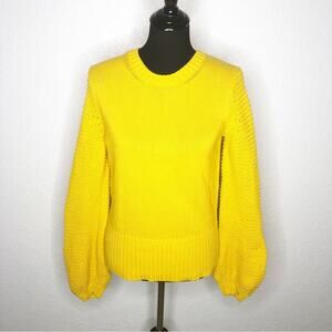 M.i.h Jeans gold yellow crochet knit balloon sleeve sweater size Small